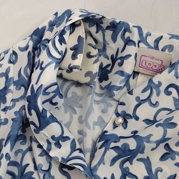 VTG 80s White Blue Floral Belted Midi Dress Size 20P *fits like XL Petite - Picture 13 of 16